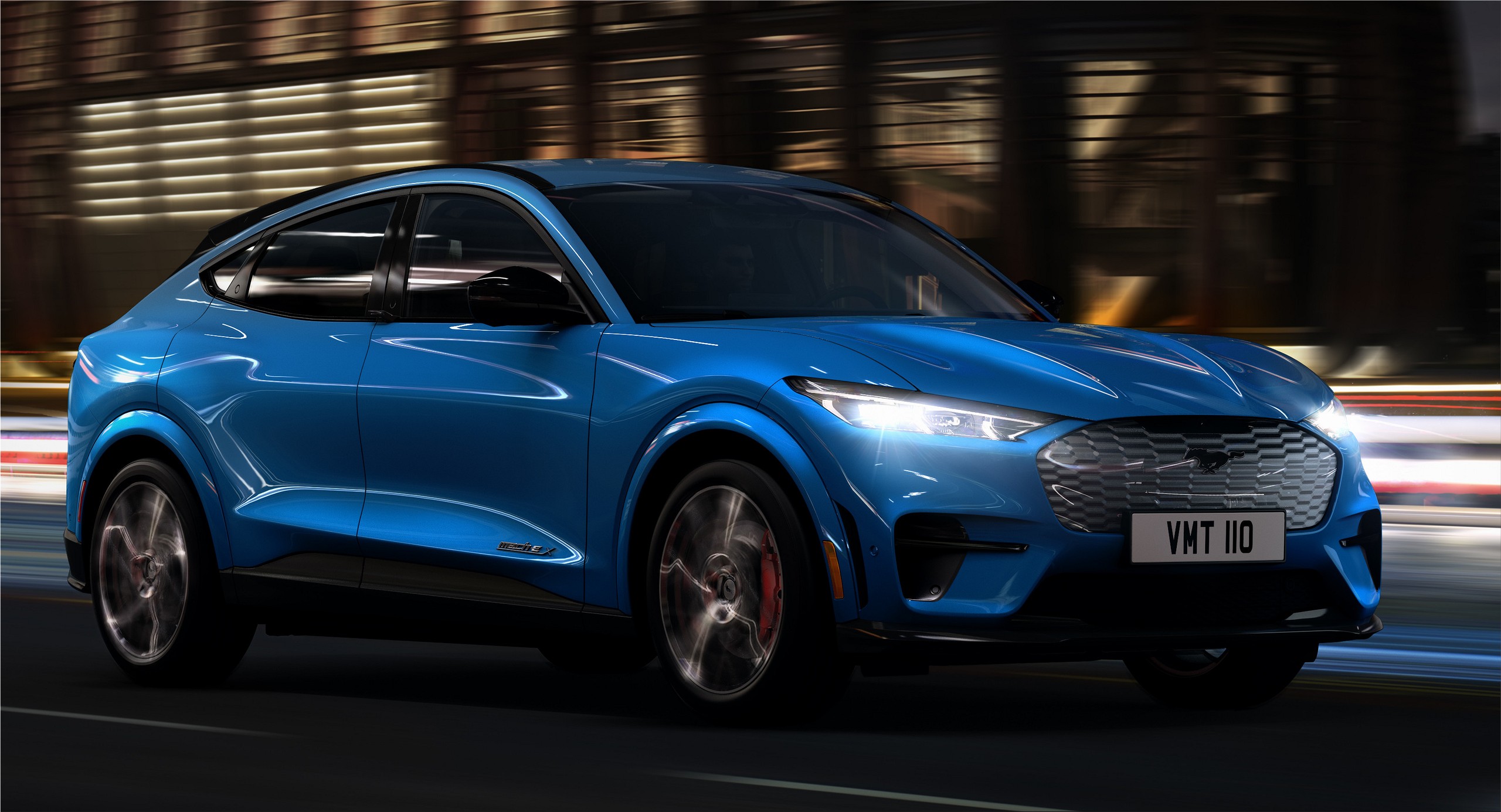 The 2021 Ford Mustang MachE allelectric SUV driving