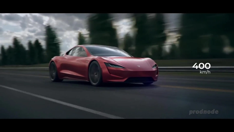 Tesla Roadster accelerates from 0 to 400 km / h