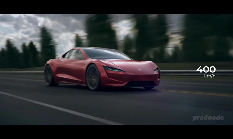 Tesla Roadster accelerates from 0 to 400 km / h