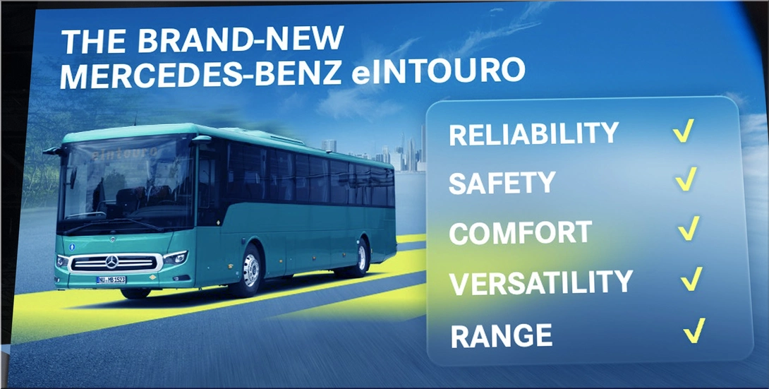 Mercedes-Benz eIntouro: 500 km Electric Intercity Bus Debuts